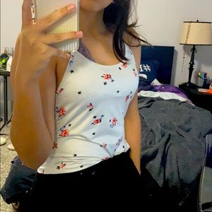 Floral white tank top